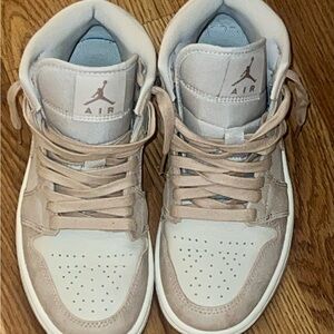 Nike Air High-Top Sneakers in White and Tan